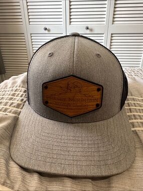 Prairie Mountain Grey Trucker Cap with Wooden Logo Patch